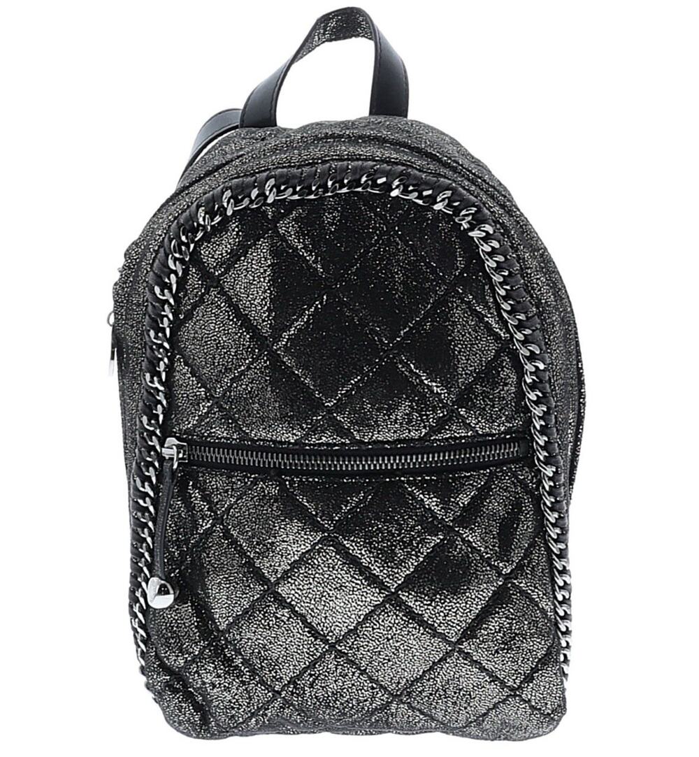 Stella McCartney Black Quilted Faux Leather Falabella Mini Backpack